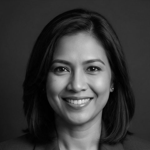 Portrait of Priya, a fictional Chief Marketing Officer persona